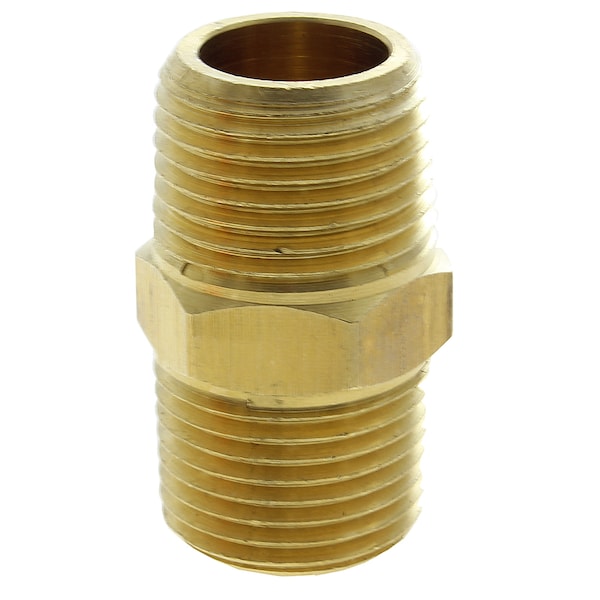 Advanced Technology Products Fitting, Brass, Male Hex Nipple, 1/4" Male